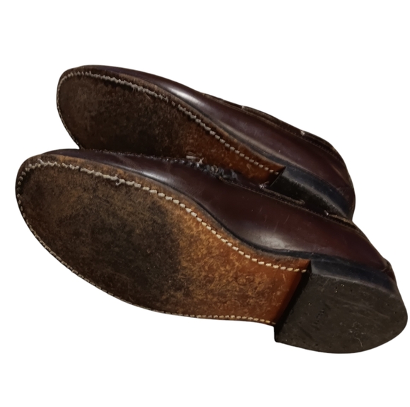 L.L. BEAN MEN'S SIZE 7 BROWN LEATHER LOAFERS WITH TASSELS. - Picture 6 of 6